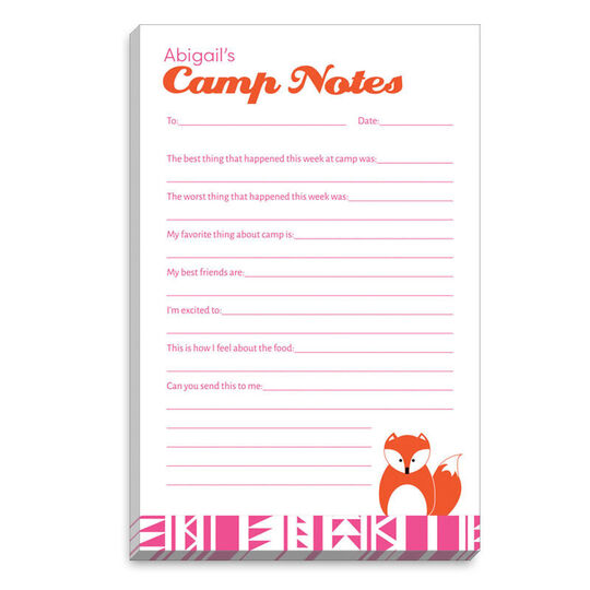 Pink Border Fox Fill In Camp Notepads